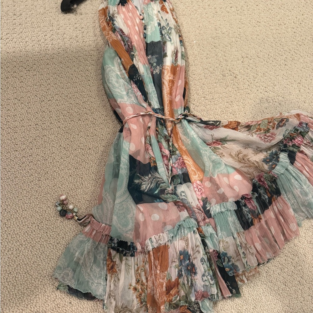 Zimmermann Floral Halter Mini Dress Tiered Ruffle Hem Size - Picture 5 of 9